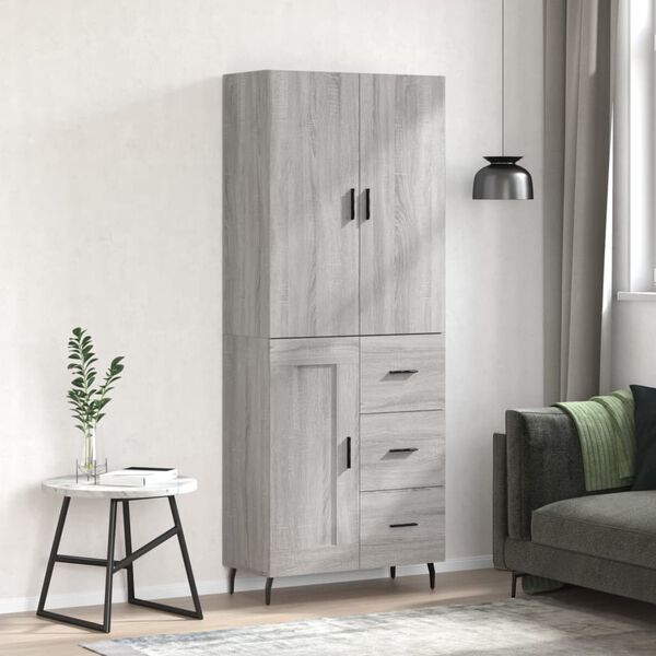 vidaXL Skř&iacute;ň highboard &scaron;ed&aacute; sonoma 69,5 x 34 x 180 cm kompozitn&iacute; dřevo