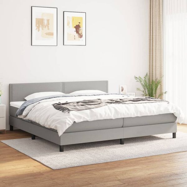 vidaXL Box spring postel s matrac&iacute; světle &scaron;ed&aacute; 200 x 200 cm textil