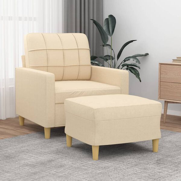 vidaXL Křeslo s podnožkou kr&eacute;mov&eacute; 60 cm textil