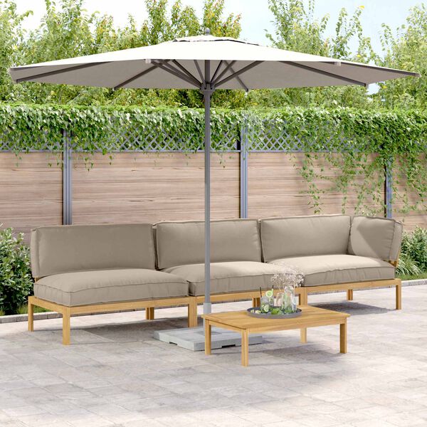 vidaXL Set pohovek s pol&scaron;t&aacute;řem 4 pcs Taupe Masivn&iacute; ak&aacute;tov&eacute; dřevo