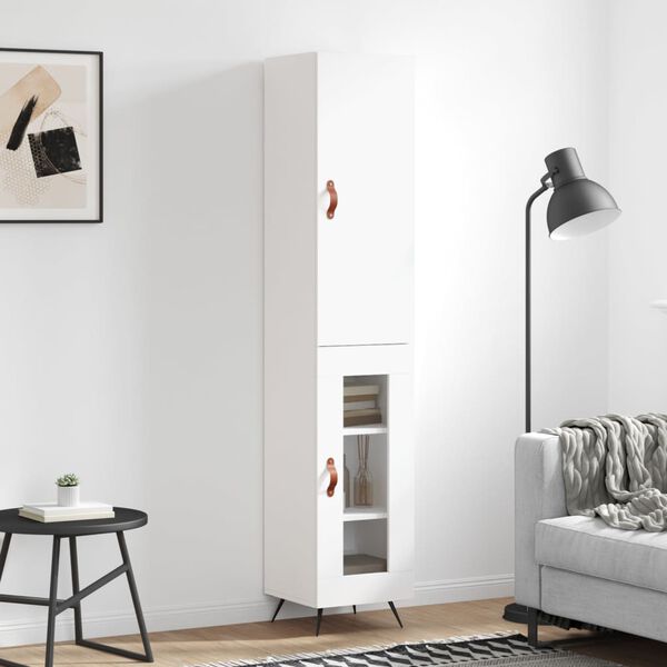 vidaXL Skř&iacute;ň highboard b&iacute;l&aacute; 34,5 x 34 x 180 cm kompozitn&iacute; dřevo
