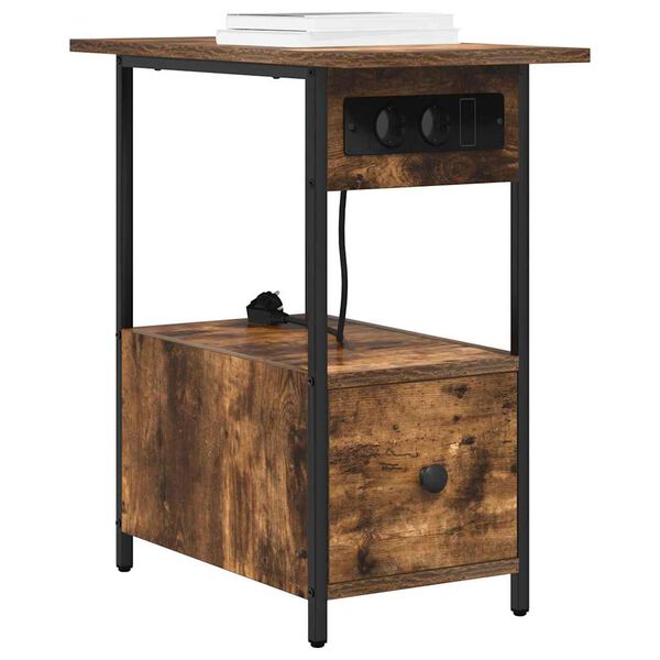 vidaXL Nočn&iacute; skř&iacute;ňka Kouřov&yacute; dub 60 x 30 x 61 cm kompozitn&iacute; dřevo