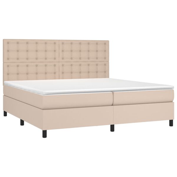 vidaXL Box spring postel s matrac&iacute; cappuccino 200 x 200 cm uměl&aacute; kůže
