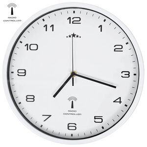 vidaXL R&aacute;diem ř&iacute;zen&eacute; n&aacute;stěnn&eacute; hodiny se strojkem Quartz 31 cm b&iacute;l&eacute;