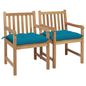 vidaXL Zahradn&iacute; židle 2 ks světle modr&eacute; podu&scaron;ky masivn&iacute; teak