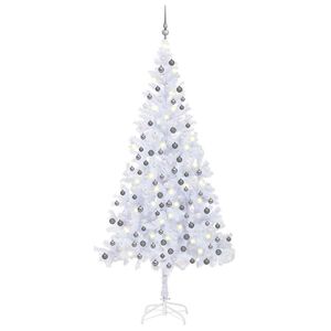 vidaXL Uměl&yacute; v&aacute;nočn&iacute; stromek s LED osvětlen&iacute;m L 240 cm b&iacute;l&yacute;