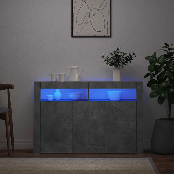 vidaXL Př&iacute;born&iacute;k s LED osvětlen&iacute;m betonově &scaron;ed&yacute; 116 x 30 x 75 cm