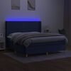 vidaXL Box spring postel s matrac&iacute; a LED modr&aacute; 160x200 cm textil