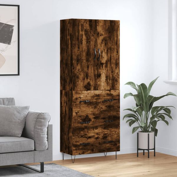 vidaXL Skř&iacute;ň highboard kouřov&yacute; dub 69,5 x 34 x 180 cm kompozitn&iacute; dřevo