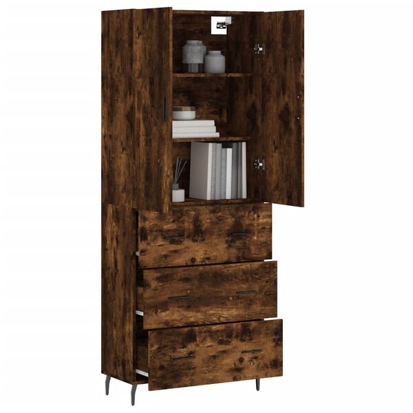 vidaXL Skř&iacute;ň highboard kouřov&yacute; dub 69,5 x 34 x 180 cm kompozitn&iacute; dřevo