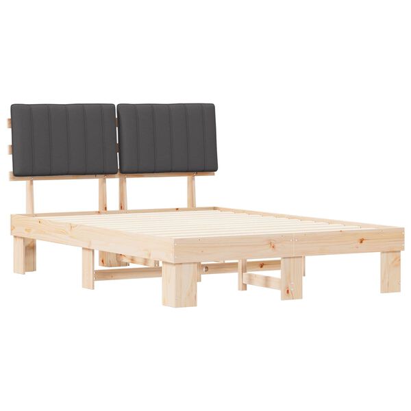 vidaXL R&aacute;m postele s čalouněn&yacute;m čelem s čelo Tmavě &scaron;ed&aacute; 140 x 190 cm