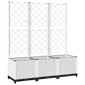 vidaXL Zahradn&iacute; truhl&iacute;k s trel&aacute;ž&iacute; b&iacute;l&yacute; 120 x 40 x 136 cm PP