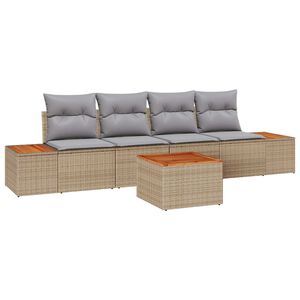 vidaXL Sada zahradn&iacute;ch pohovek s pol&scaron;t&aacute;řem 5 pcs B&eacute;žov&aacute; Poly ratan