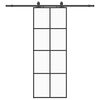 vidaXL Posuvn&eacute; dveře se sadou kov&aacute;n&iacute; čern&eacute; 76x205 cm ESG Glass