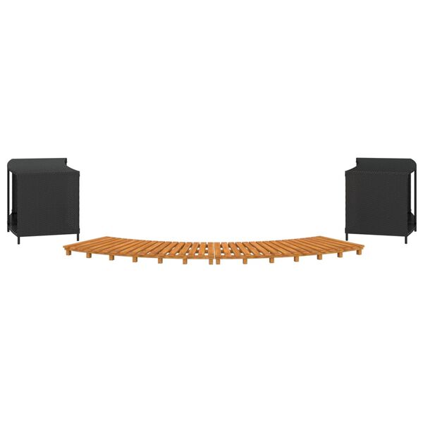 vidaXL Obruba k vířivce černá polyratan a masivní akáciové dřevo