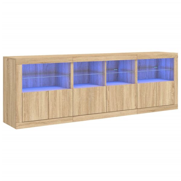 vidaXL Př&iacute;born&iacute;k s LED osvětlen&iacute;m dub sonoma 202 x 37 x 67 cm