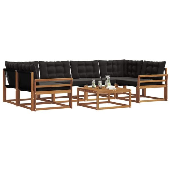 vidaXL Venkovn&iacute; pohovkov&aacute; souprava s pol&scaron;t&aacute;řem 7 pcs Přirozen&aacute; a čern&aacute;