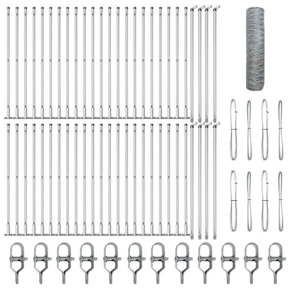 vidaXL Plotov&yacute; sloupek. Stř&iacute;brn&aacute; 100 x 0,5 m (36 mm s&iacute;ť) Ocel