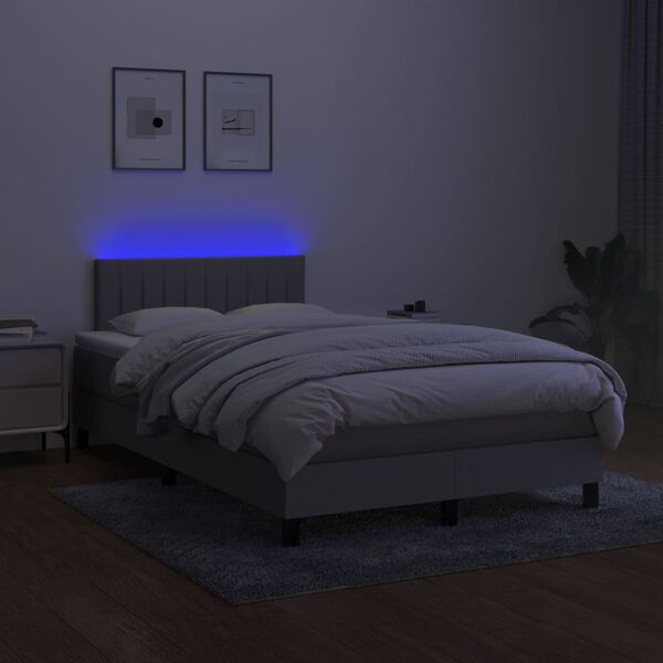 vidaXL Box spring postel s matrac&iacute; a LED světle &scaron;ed&aacute; 120x200 cm textil