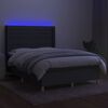 vidaXL Box spring postel s matrac&iacute; a LED tmavě &scaron;ed&aacute; 140x200 cm textil
