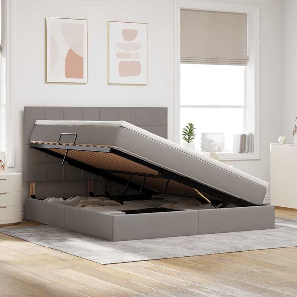 vidaXL Postel s &uacute;ložn&yacute;m prostorem a LED osvětlen&iacute;m Taupe 160 x 200 cm