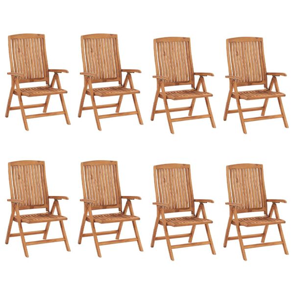 vidaXL Polohovac&iacute; zahradn&iacute; židle s podu&scaron;kami 8 ks masivn&iacute; teak