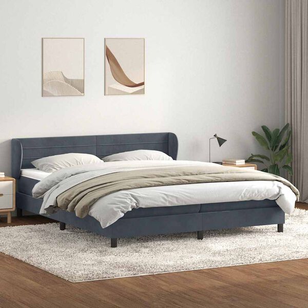 vidaXL Postel Box Spring s matracemi tmavě &scaron;ed&aacute; 180x220 cm samet