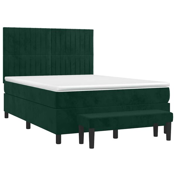 vidaXL Box spring postel s matrac&iacute; tmavě zelen&aacute; 140x190 cm samet