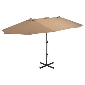 vidaXL Zahradn&iacute; slunečn&iacute;k s hlin&iacute;kovou tyč&iacute; 460 x 270 cm barva taupe