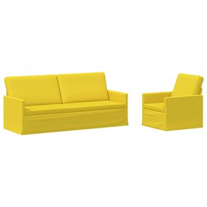 vidaXL Set pohovek 2 pcs Světl&aacute; žlut&aacute; Textil