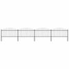 vidaXL Zahradní plot s kopím nahoře ocelový 714,5 x 150 cm černý