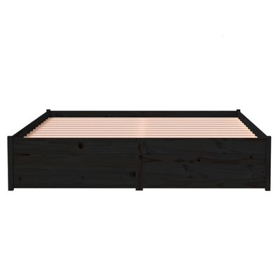 vidaXL Rám postele černý masivní dřevo 135 x 190 cm Double