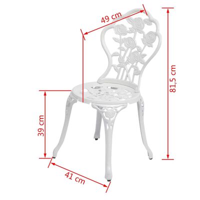 vidaXL Bistro židle 2 ks litý hliník bílé