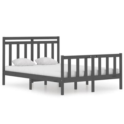 vidaXL Rám postele šedý masivní dřevo 120 x 190 cm Small Double