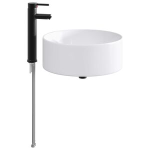 vidaXL Um&yacute;vadlo s bateri&iacute; a odpadem Matn&aacute; čern&aacute; 40,5 x 40,5 x 15,5 cm