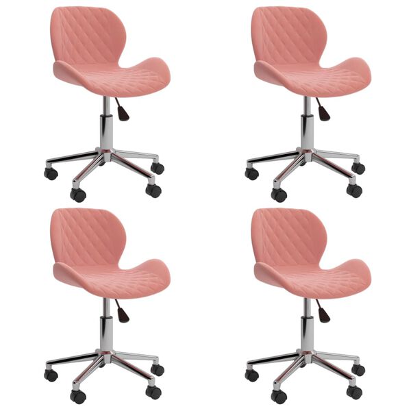 vidaXL Otočn&eacute; j&iacute;deln&iacute; židle 4 ks růžov&eacute; samet