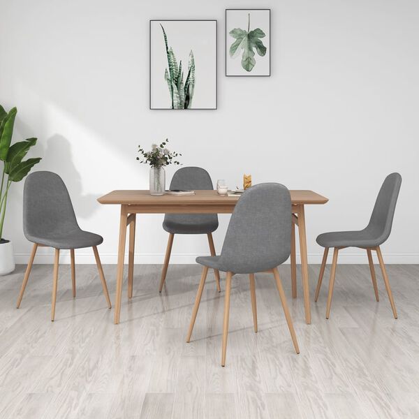 vidaXL Otočn&eacute; j&iacute;deln&iacute; židle 4 ks světle &scaron;ed&eacute; textil