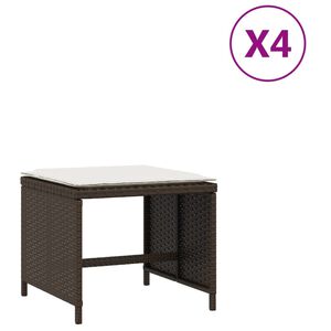 vidaXL Zahradn&iacute; stoličky s podu&scaron;kami 4 ks hněd&eacute; 40x40x35 cm polyratan