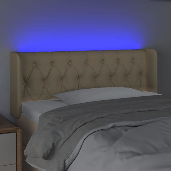 vidaXL Čelo postele s LED kr&eacute;mov&eacute; 103 x 16 x 78/88 cm textil