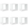 vidaXL N&aacute;stěnn&eacute; krychlov&eacute; police 6 ks b&iacute;l&eacute; vysok&yacute; lesk 22 x 15 x 22 cm