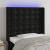 vidaXL Čelo postele s LED čern&eacute; 83 x 16 x 118/128 cm uměl&aacute; kůže