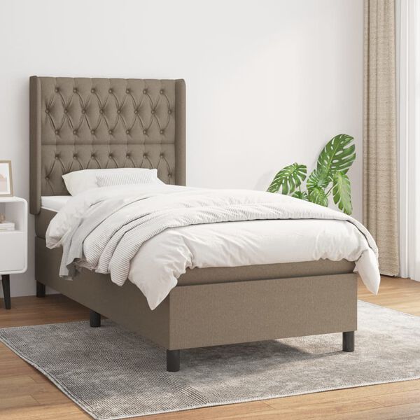 vidaXL Box spring postel s matrac&iacute; taupe 90x200 cm textil