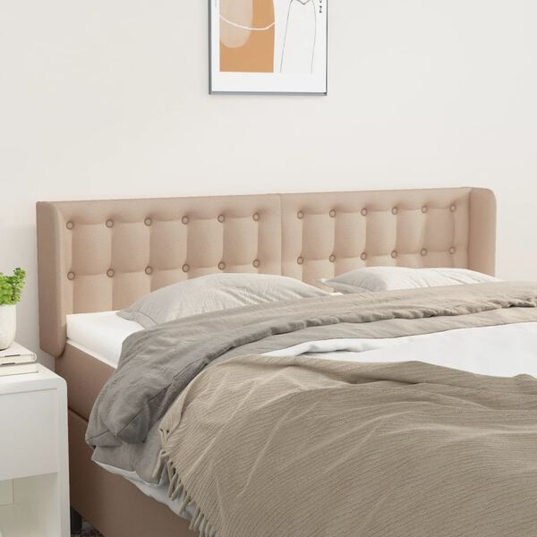 vidaXL Čelo postele typu u&scaron;&aacute;k cappuccino 147x16x78/88 cm uměl&aacute; kůže