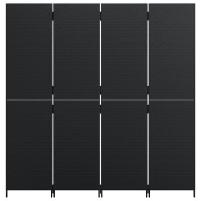 vidaXL Dělící stěna 4 panely černá polyratan