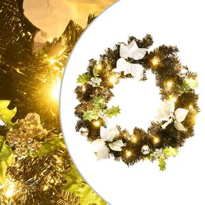 vidaXL V&aacute;nočn&iacute; věnec s LED diodami čern&yacute; 60 cm PVC
