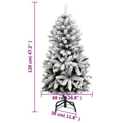 vidaXL Umělý sklápěcí vánoční stromek se 150 LED a sněhem 120 cm