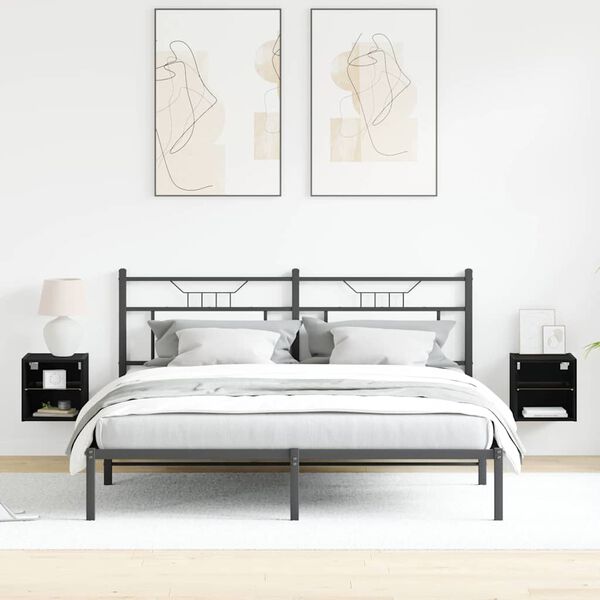 vidaXL LED n&aacute;stěnn&aacute; inteligentn&iacute; skř&iacute;ňka s Čern&aacute; kompozitn&iacute; dřevo