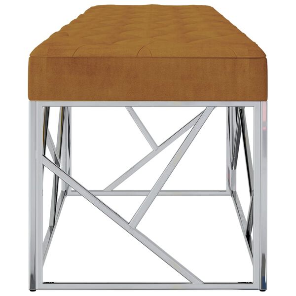 vidaXL Lavice 97 cm hněd&aacute; sametov&aacute; tkanina a nerezov&aacute; ocel