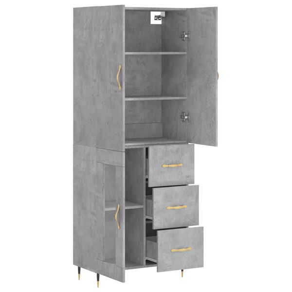 vidaXL Skř&iacute;ň highboard betonově &scaron;ed&aacute; 69,5x34x180 cm kompozitn&iacute; dřevo