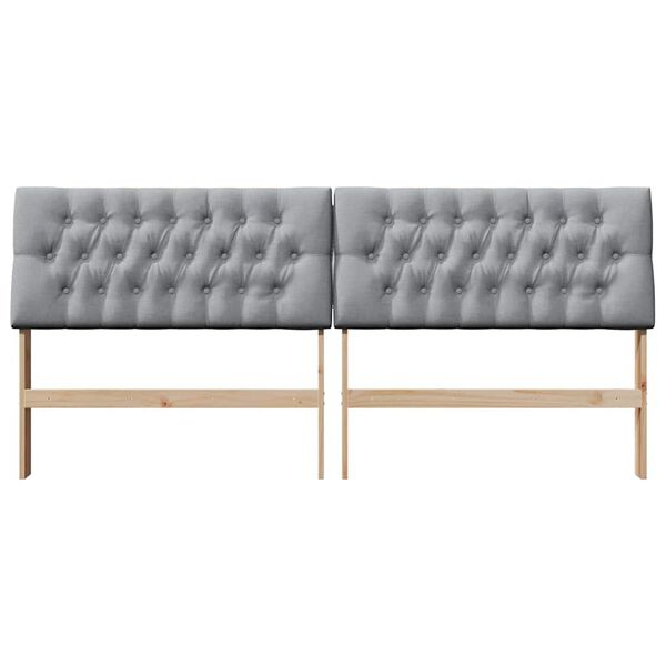 vidaXL Čalouněn&eacute; čelo postele Světle &scaron;ed&aacute; 200 cm Masivn&iacute; borov&eacute; dřevo